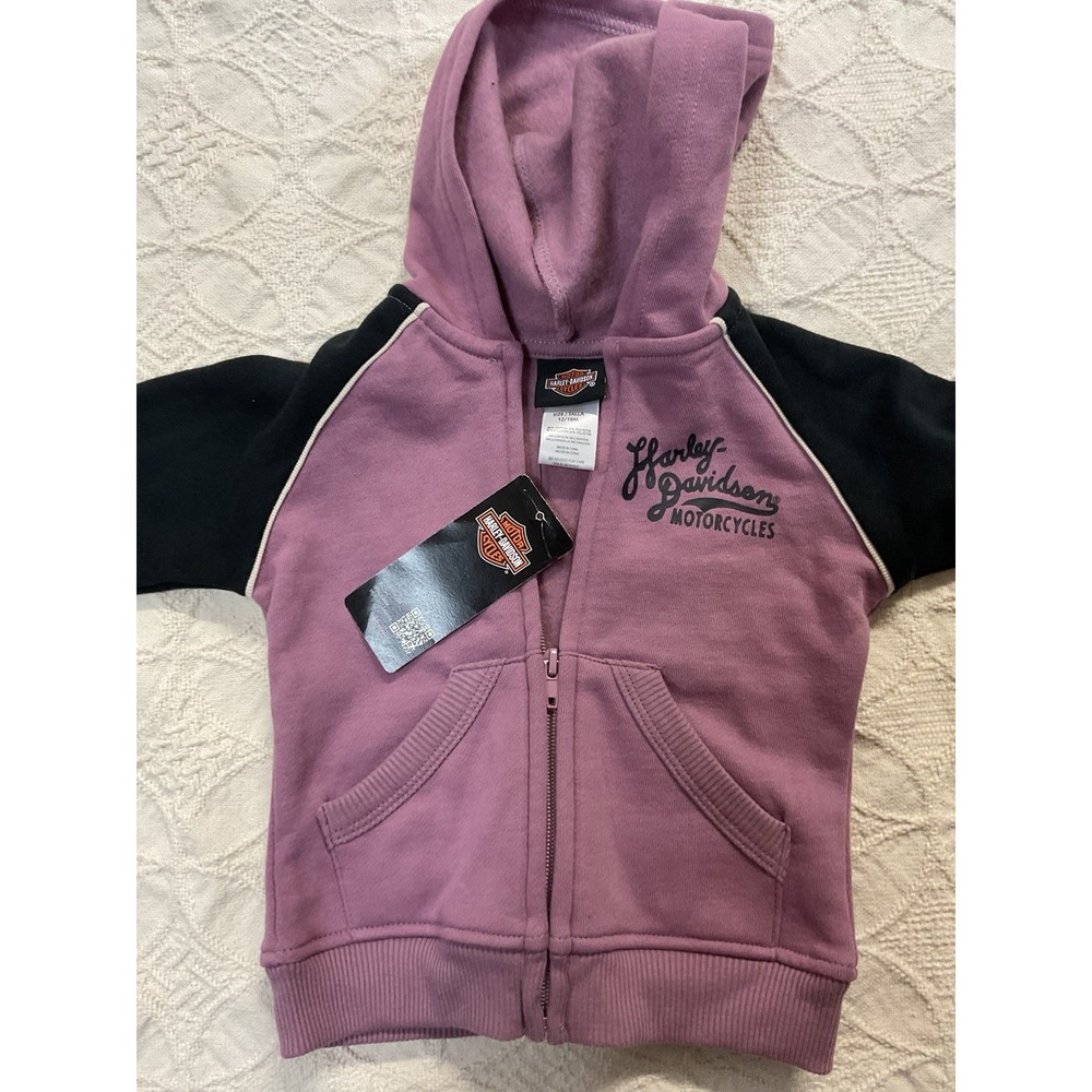 Toddler Harley Davidson Zip Up Hoodie Black/Purple Size 12/18M